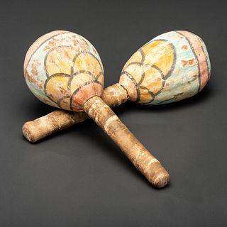 Wilson Tawaquaptewa (Hopi, 1871-1960) Attributed Polychrome Gourd Rattles, From the Collection of Dick Jemison, Alabama