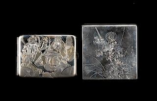 2 Japanese 950 Sterling Items, Compact & Cigarette