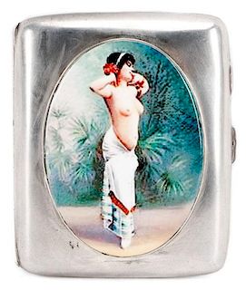 English Sterling Erotic Nude Cigarette Case, 1946