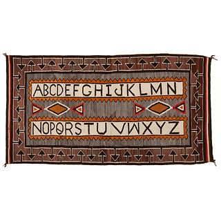 Navajo Regional Pictorial Weaving / Rug, the Alphabet