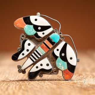 Zuni Silver and Mosaic Inlay Butterfly Pin / Brooch