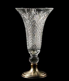 T. J. Hawkes Sterling Silver & Cut Glass Vase