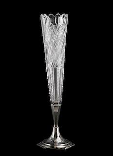 Gorham Sterling Footed Cut Crystal Vase, c. 1896