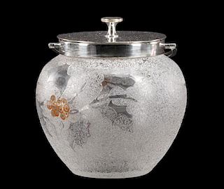 Mappin & Webb Silver & Acid Cut Glass Covered Jar