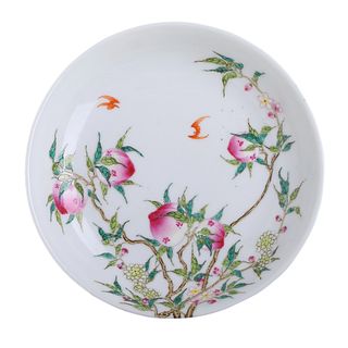 A CHINESE FAMIILE-ROSE ‘PEACH AND BAT’ DISH