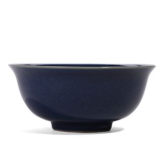 A CHINESE BLUE GLAZED BOWL