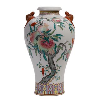 A FAMILLE-ROSE ‘PEACH AND BAT’ VASE
