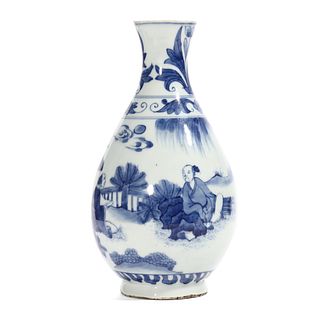 A CHINESE BLUE AND WHITE ‘FIGURES’ VASE