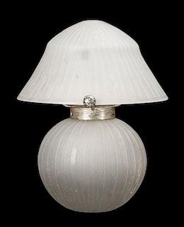 Daum Art Deco Acid Etched Table Lamp, Signed