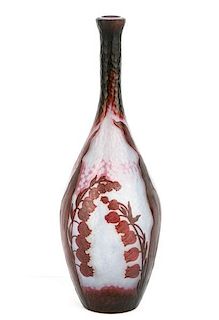 Daum Nancy Martele & Cameo Glass Bottle Vase