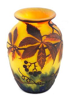 Muller Freres 4-Color Cameo Art Glass Vase