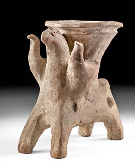 Ancient Amlash Pottery Zoomorphic Vessel w/ Birds