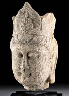 Lifesize Chinese Ming Dynasty Stone Head of Guanyin