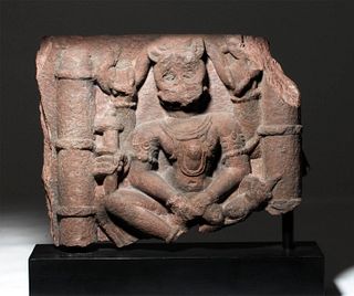 17th C. Indian Pink Sandstone Fragment - Narasimha