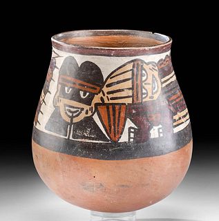 Nazca Polychrome Pottery Vessel w/ Trophy Heads