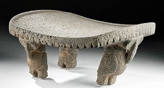 Rare Costa Rican Stone Metate w/ Owl Legs