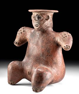 Colima Redware Seated Figure Vessel, ex-Sotheby's
