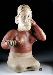 Large Jalisco Ameca Pottery Seated Female Figure