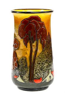 Marcel Goupy Enameled Glass Vase, c.1925