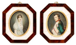 Pair of Miniature Portraits, Napoleon & Josephine