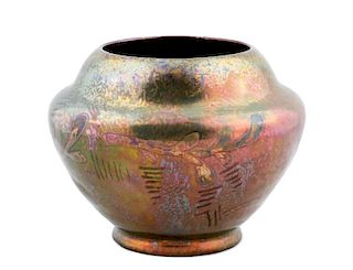Airebelle French Art Nouveau Iridized Pottery Vase