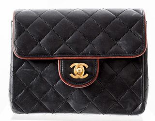 Chanel Navy Blue Quilted Leather Handbag