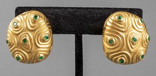 Angela Cummings 18K Yellow Gold Emerald Earrings