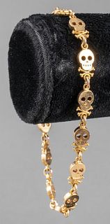 King Baby Studio 18K Yellow Gold Skull Bracelet