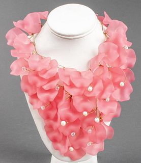 Vilaiwan "Pink Petals" Designer Bib Necklace
