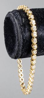 Vintage 14K Yellow Gold Diamond Tennis Bracelet
