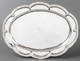 Mexican Hammered Silver Serving Tray