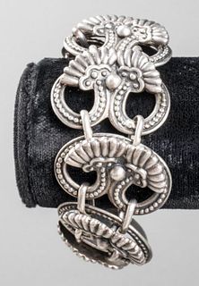Margot De Taxco Silver Ornate Link Bracelet