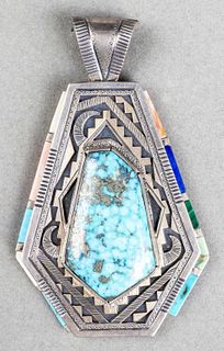 Peter Nelson Navajo Silver Colored Stone Pendant