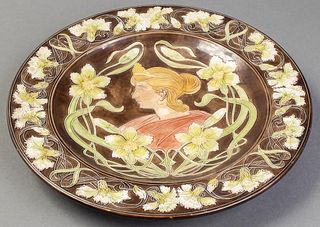 Art Nouveau Ceramic Decorative Wall Plate