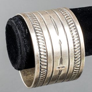 Navajo Native American Silver Cuff Bracelet