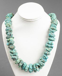 Navajo Rough Turquoise Graduated Beaded Necklace