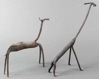 Wrought Iron Brutalist Giraffe Sculptures, 2