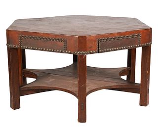 Rare Gustav Stickley Leather Top Gaming Table Circa 1902