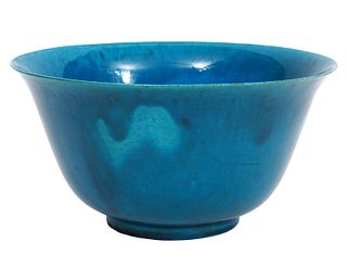 Chinese Monochrome Blue Bowl with Flared Rim