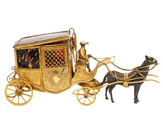 Antique French Necessaire Gilded Horse & Carriage