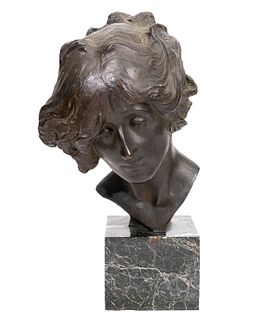 Janet Scudder Bronze Bust on Marble Base