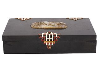 French Art Deco Box with Carved Jade on Lid