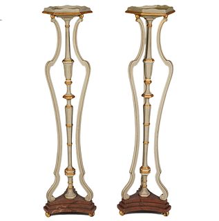 Pr. English Paint Decorated & Gilt Fern Stands