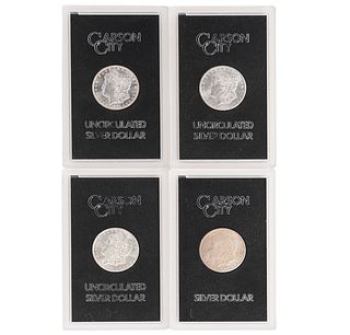 2 1883 & 2 1884 Carson City Silver Dollars