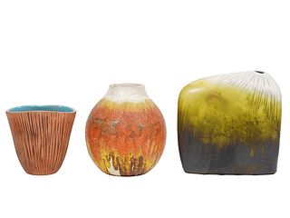 3 Pieces Marcello Fantoni Ceramic Vases
