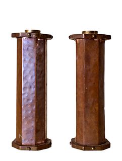 Arts and Crafts Hammered Candlesticks (American, 20th Century)