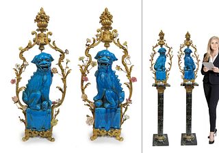 A Pair of Very Large Chinoiserie Foo Dogs, 19th C.
