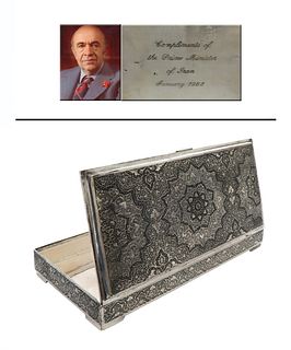 Fine Persian silver box, IRAN Prime Minister Compliment