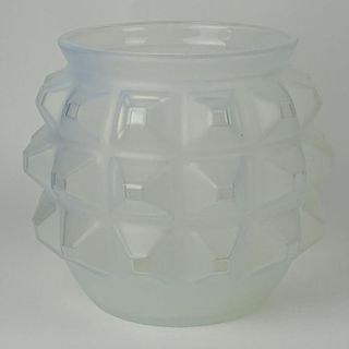 Art Deco Vervil France frosted and clear opalescent vase