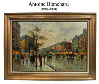 Parisian Street, Antoine Blanchard O/C Painting, Signed